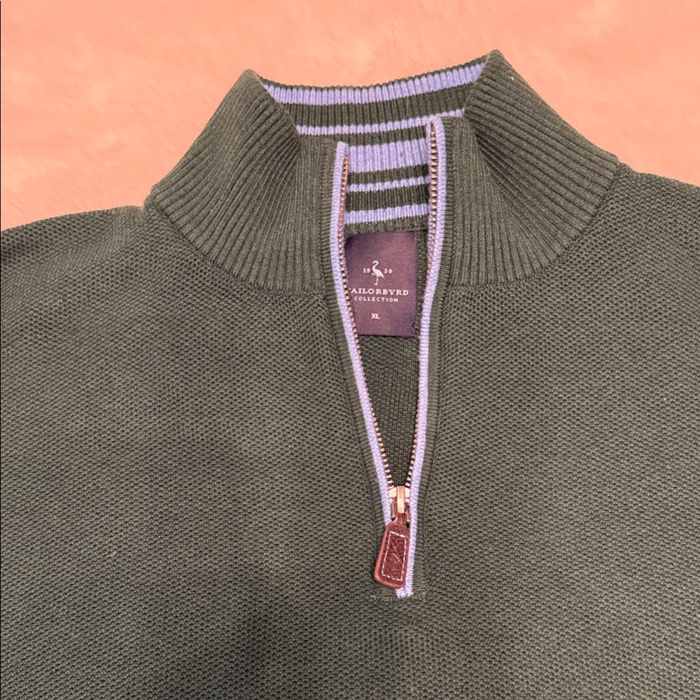 Tailorbyrd Olive Zip-Up Sweater XL